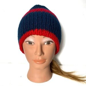 Red and Blue Knit Beanie